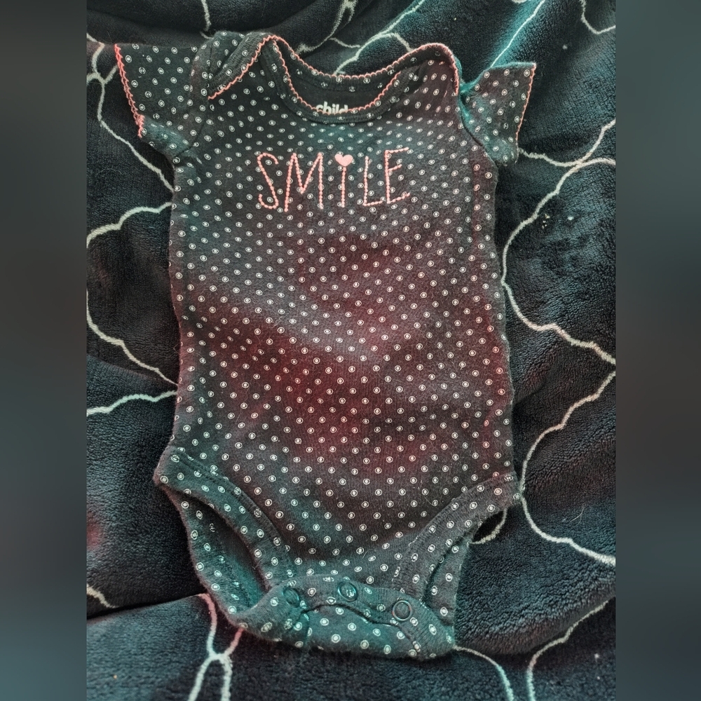 Child of Mine Baby Polka Dot One Piece - Black and Pink